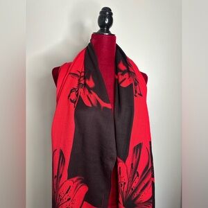 Red and black flower scarf